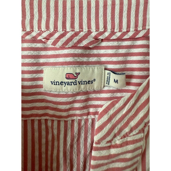 Vineyard Vines Red Striped Tunic Shirt Women's Split Neck 3/4 Sleeve Size Medium - Picture 2 of 9